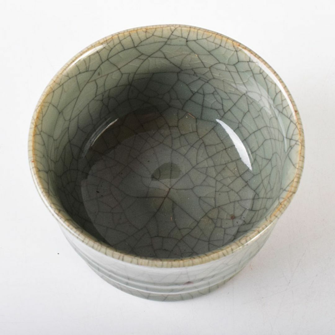 中国 哥窯 青磁 金絲鉄線 氷裂文瓶 M R6259