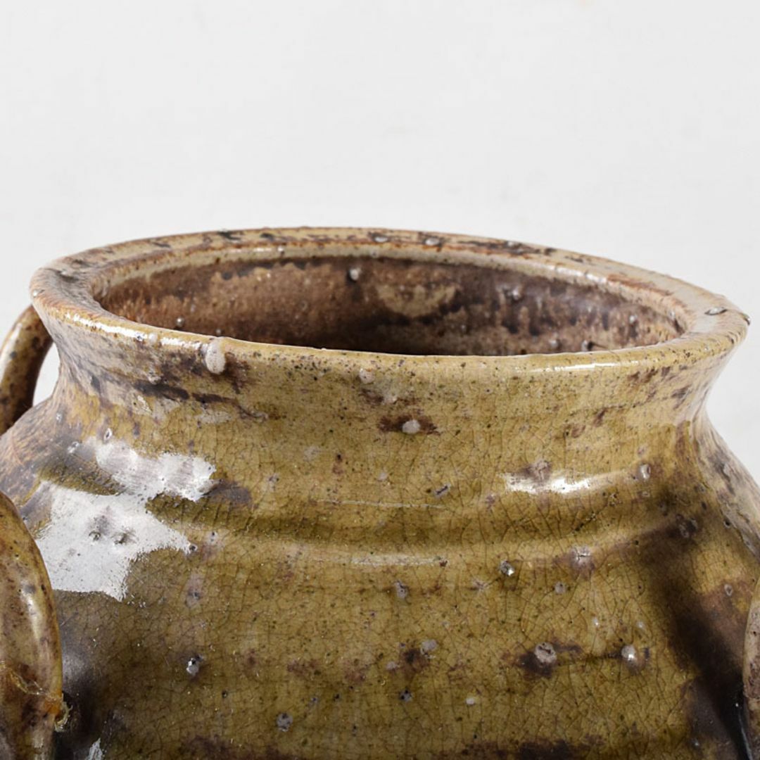 信楽焼 古信楽 四耳茶壺 葉茶壺 時代箱 C R7759C