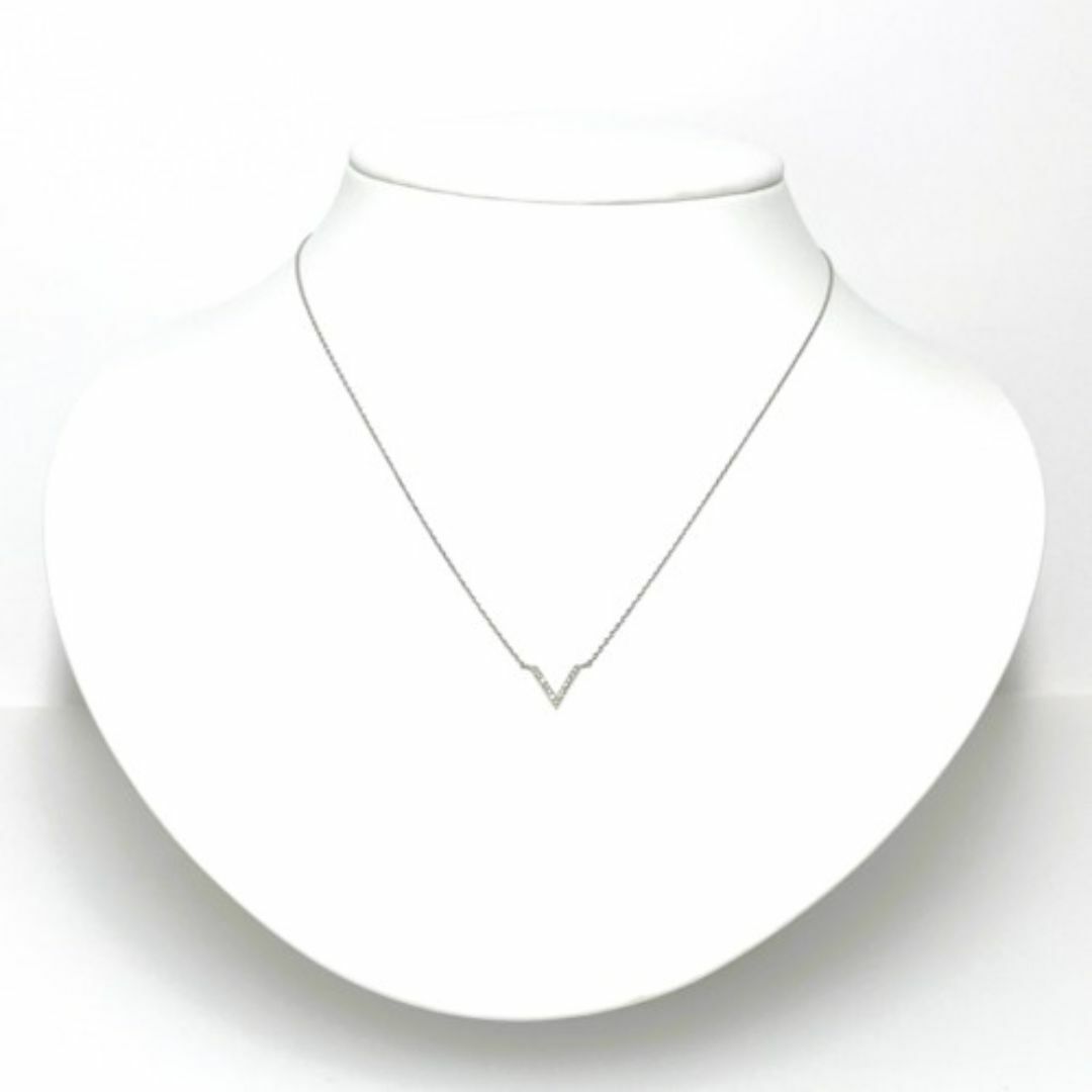 ete エテ Vモチーフ ネックレス K18WG 13Pダイヤモンド0.03ct ete エテ Vモチーフ ネックレス K18WG 13Pダイヤモンド0.03ct