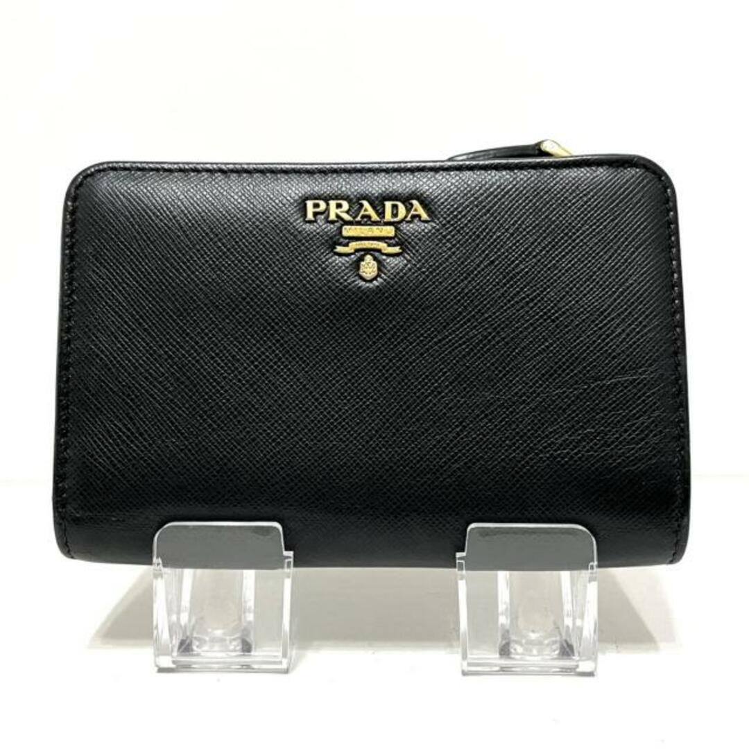 PRADA(プラダ) 2つ折り財布 - 1ML225 黒×ピンク L字ファスナー PRADA(プラダ) 2つ折り財布 - 1ML225 黒×ピンク L字ファスナー