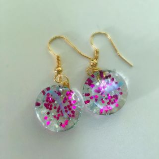 おはじきピアス キラキラピンク(ピアス)