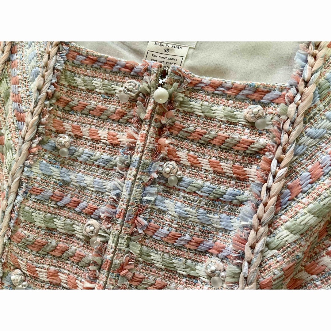 Reneルネ ツィードワンピース36 超美品 ピンク系 Reneルネ ツィードワンピース36 超美品 ピンク系