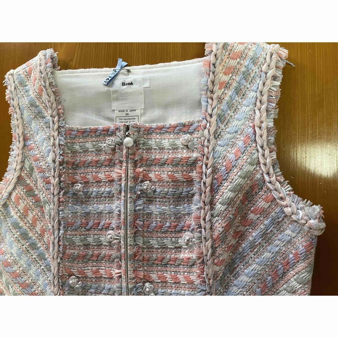 Reneルネ ツィードワンピース36 超美品 ピンク系 Reneルネ ツィードワンピース36 超美品 ピンク系
