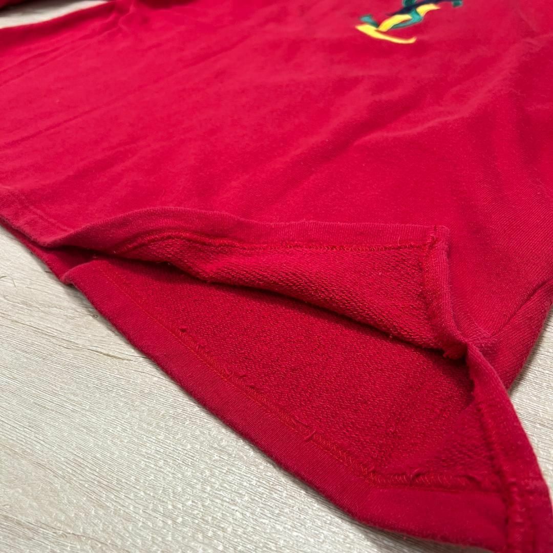 イヴサンローラン レッド トレーナー Mサイズ 綿 YSL ロゴ刺繍 イヴサンローラン レッド トレーナー Mサイズ 綿 YSL ロゴ刺繍