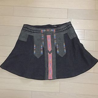 フリーピープル(Free People)のフリーピープル freepeople 刺繍 スカート ブラック 新品(ミニスカート)