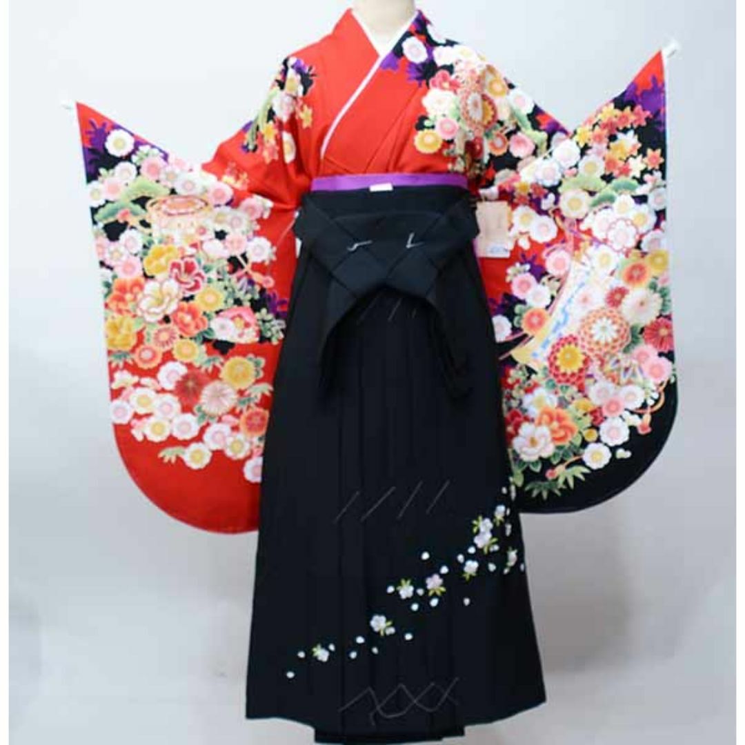 二尺袖 袴フルセット ジュニア用へ直し 135~150cm 赤色 袴変更可 二尺袖 袴フルセット ジュニア用へ直し 135~150cm 赤色 袴変更可