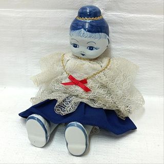 ヴィンテージ　陶器染付　チャイナドール　ポーセリンドール(置物)