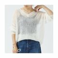 【オフホワイト】【F】モヘアライクシアー2WAY ニットプルオーバー