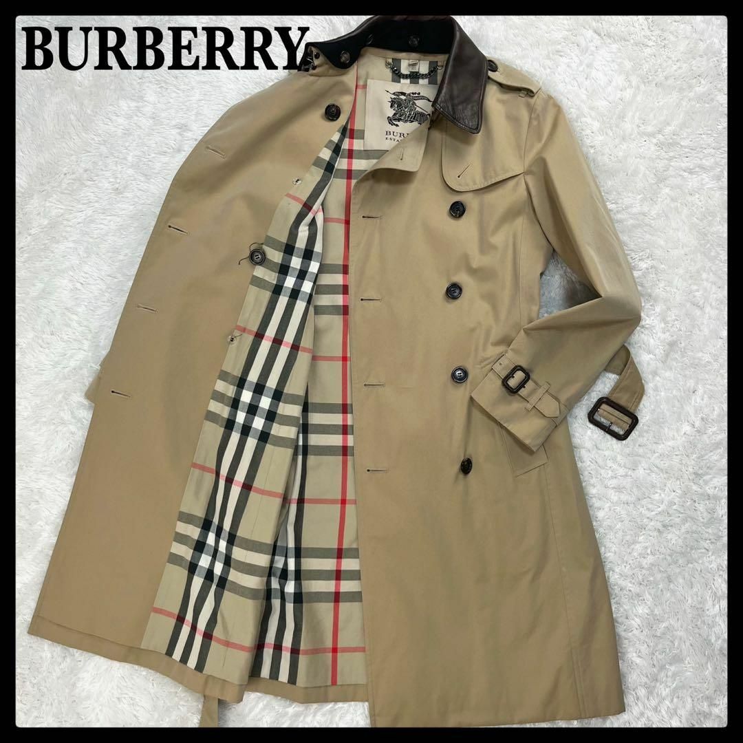 BURBERRY - 【現行・金タグ】バーバリー☆襟レザー切り替え BURBERRY - 【現行・金タグ】バーバリー☆襟レザー切り替え