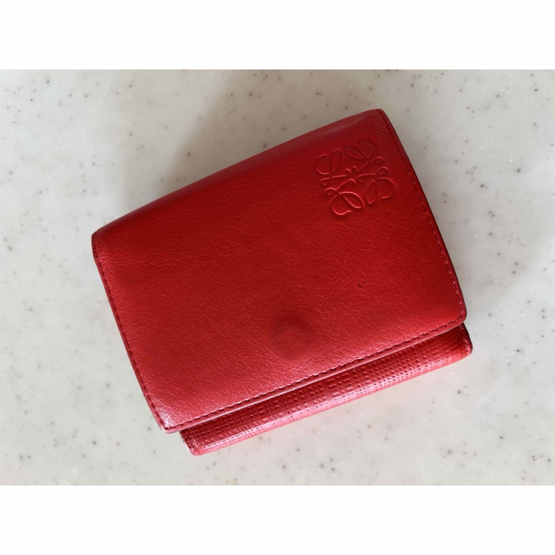 LOEWE ロエベ 三つ折り ミニ 財布 赤 財布 LOEWE ロエベ 三つ折り ミニ 財布 赤 財布