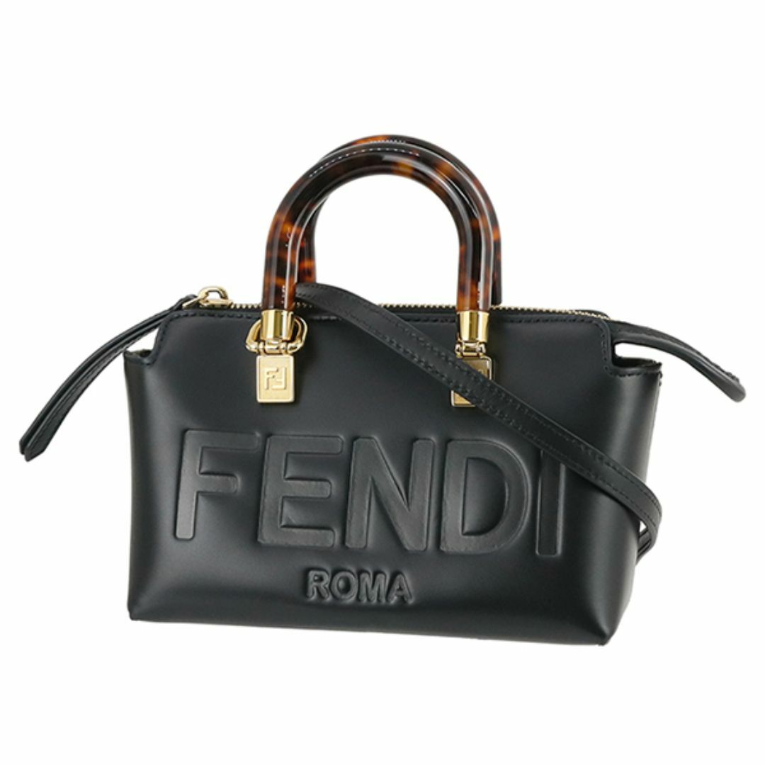 FENDI - フェンディ バイザウェイ ショルダーバッグ スムースカーフレザー ズッカ キャンバス ブラック ゴールド レディース 新品同様 1738