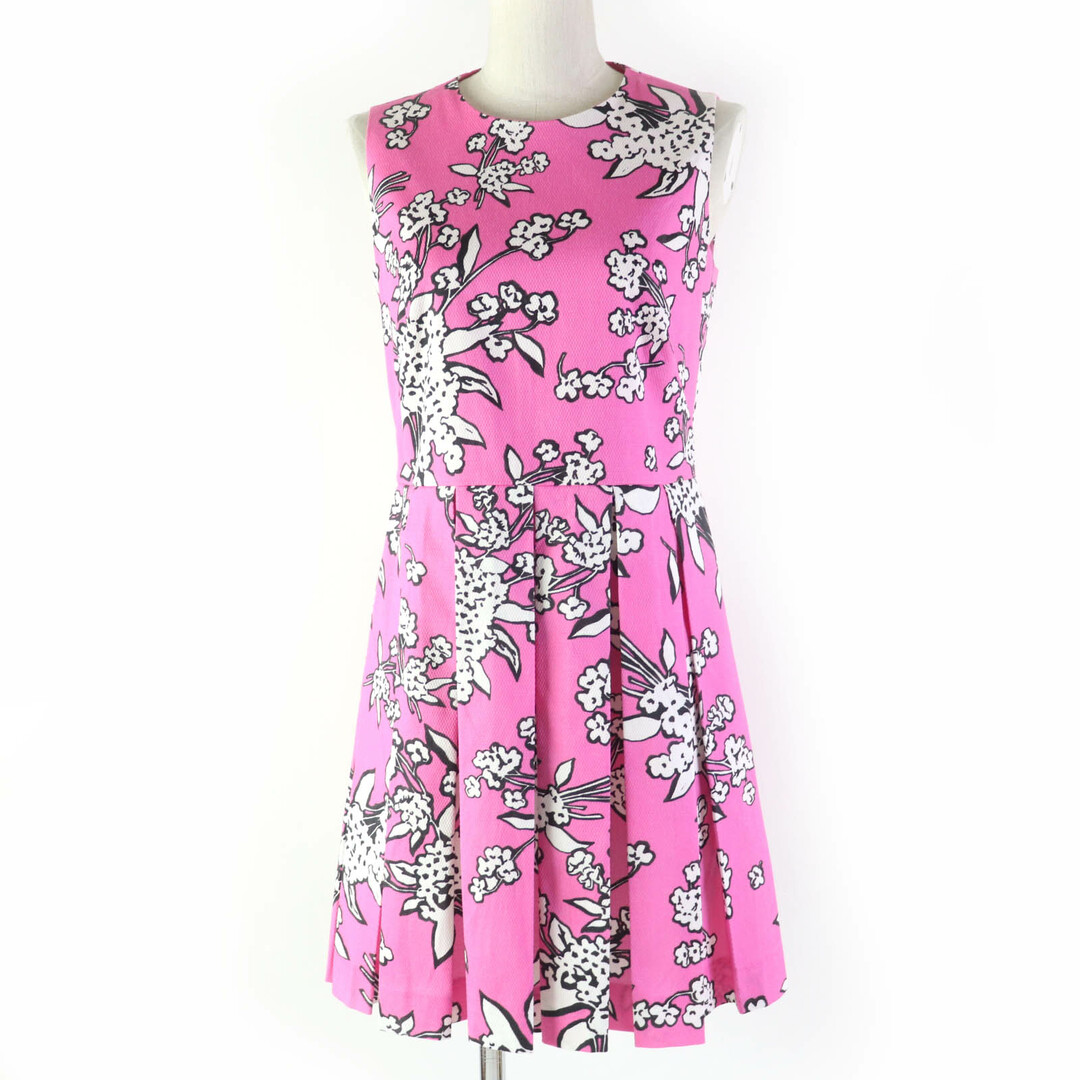 RED VALENTINO - 極美品☆RED VALENTINO レッドヴァレンティノ 花柄デザイン ノースリーブ プリーツスカート ワンピース ピンク 42 ハンガー付き 正規品 レディース