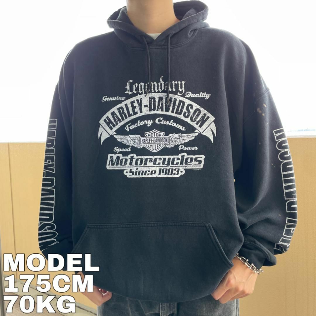 Harley Davidson - ハーレーダビッドソン パーカー 袖ロゴ Harley Davidson - ハーレーダビッドソン パーカー 袖ロゴ