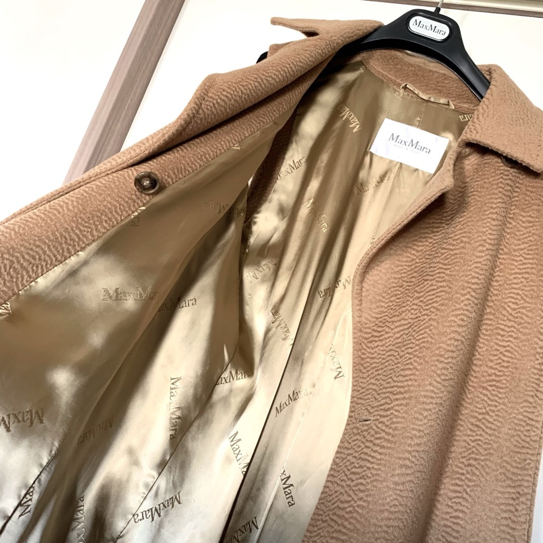Max Mara マックスマーラ 白タグ最高級 キャメル100%コート 黒 Max Mara マックスマーラ 白タグ最高級 キャメル100%コート 黒