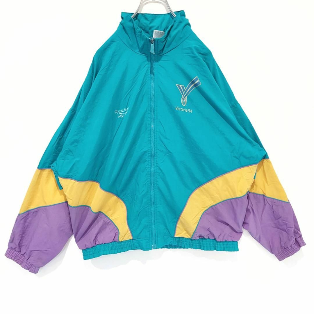 Reebok - リーボック ナイロンジャケット 90s 緑 黄色 紫 L Reebok - リーボック ナイロンジャケット 90s 緑 黄色 紫 L