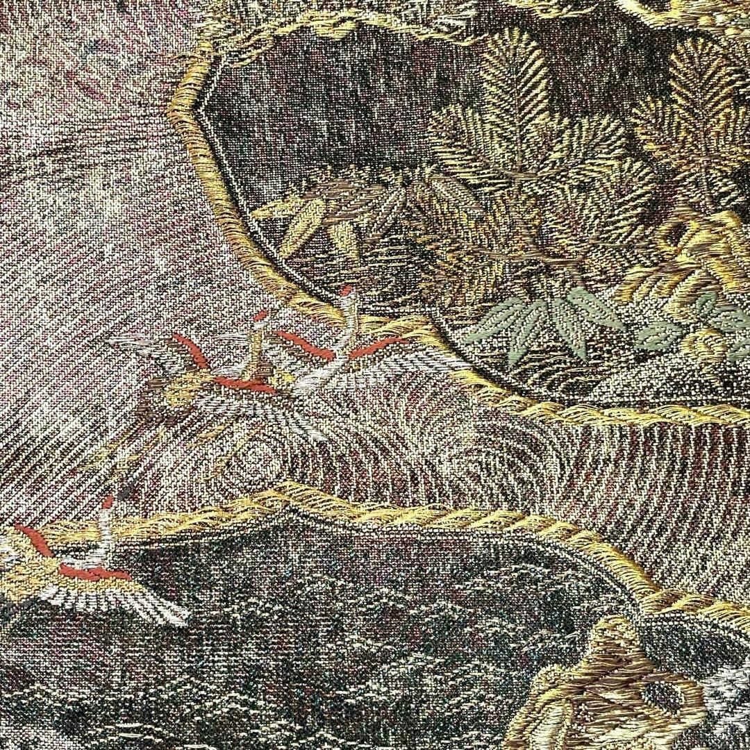 袋帯 波模様に松 鶴 梅 藤 金銀糸 O-4052 袋帯 波模様に松 鶴 梅 藤 金銀糸 O-4052