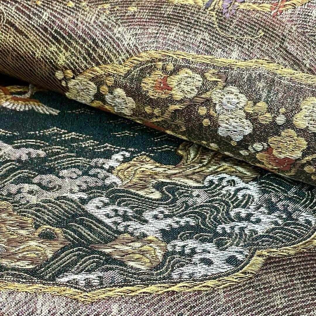 袋帯 波模様に松 鶴 梅 藤 金銀糸 O-4052 袋帯 波模様に松 鶴 梅 藤 金銀糸 O-4052
