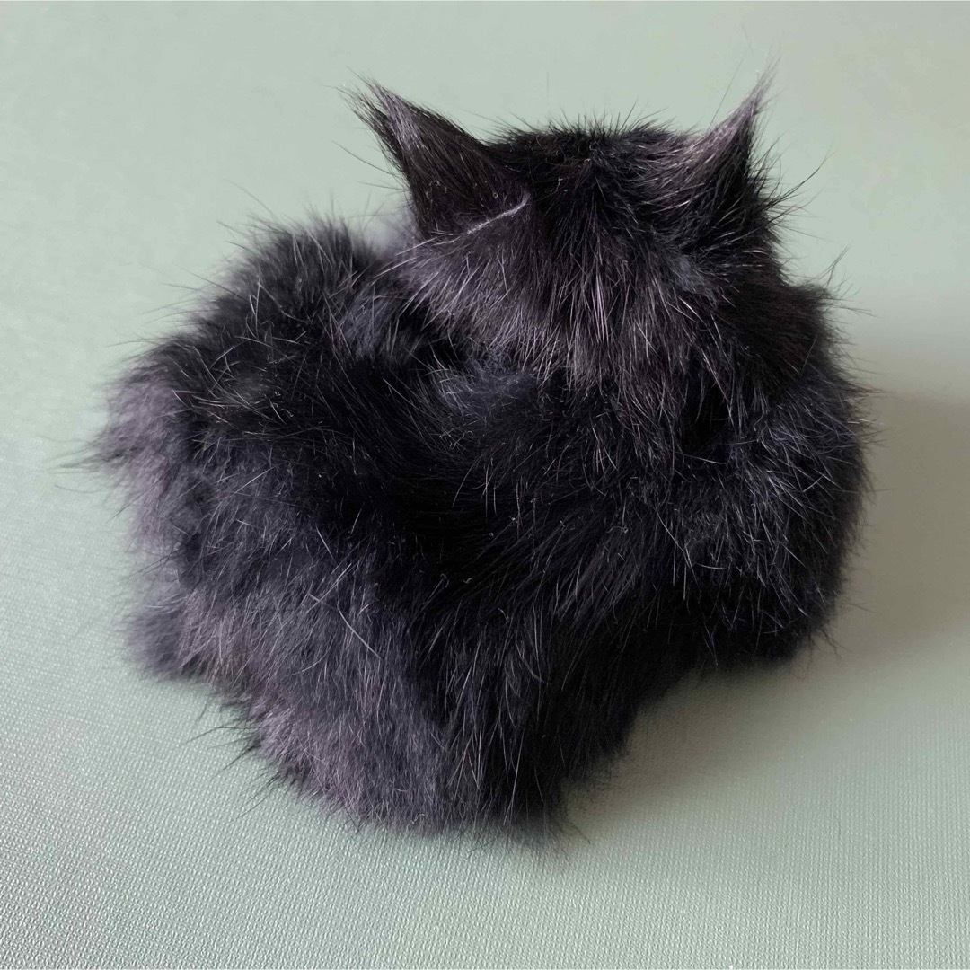 リアルな黒猫ぬいぐるみ ラビットファー アンティーク リアルな黒猫ぬいぐるみ ラビットファー アンティーク
