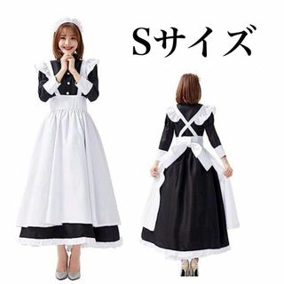 メイド服 コスプレ S クリスマス 忘年会 新年会 ロングドレス 男女兼用(衣装一式)
