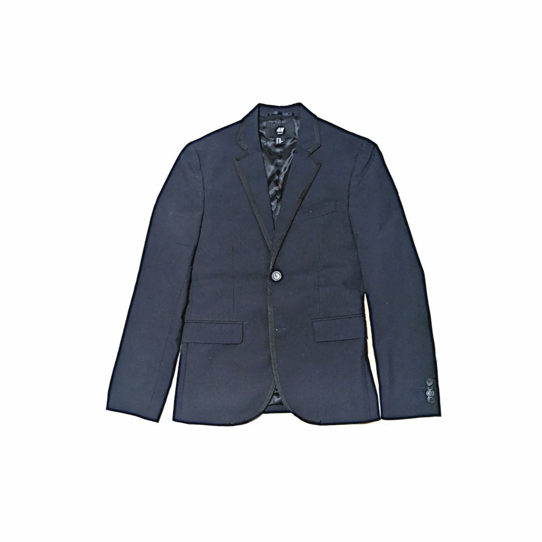 H&M(エイチアンドエム)のH&M パイピングデザイン ウール混 スリムフィットスーツ ネイビー 未使用 メンズのスーツ(セットアップ)の商品写真