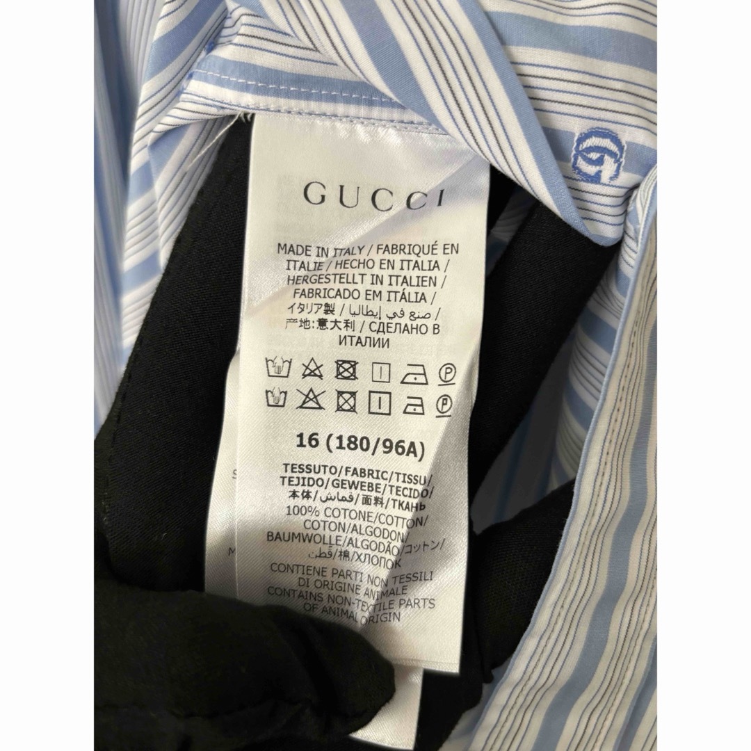 グッチ GUCCI ストライプGG刺繍デザイン長袖シャツ グッチ GUCCI ストライプGG刺繍デザイン長袖シャツ
