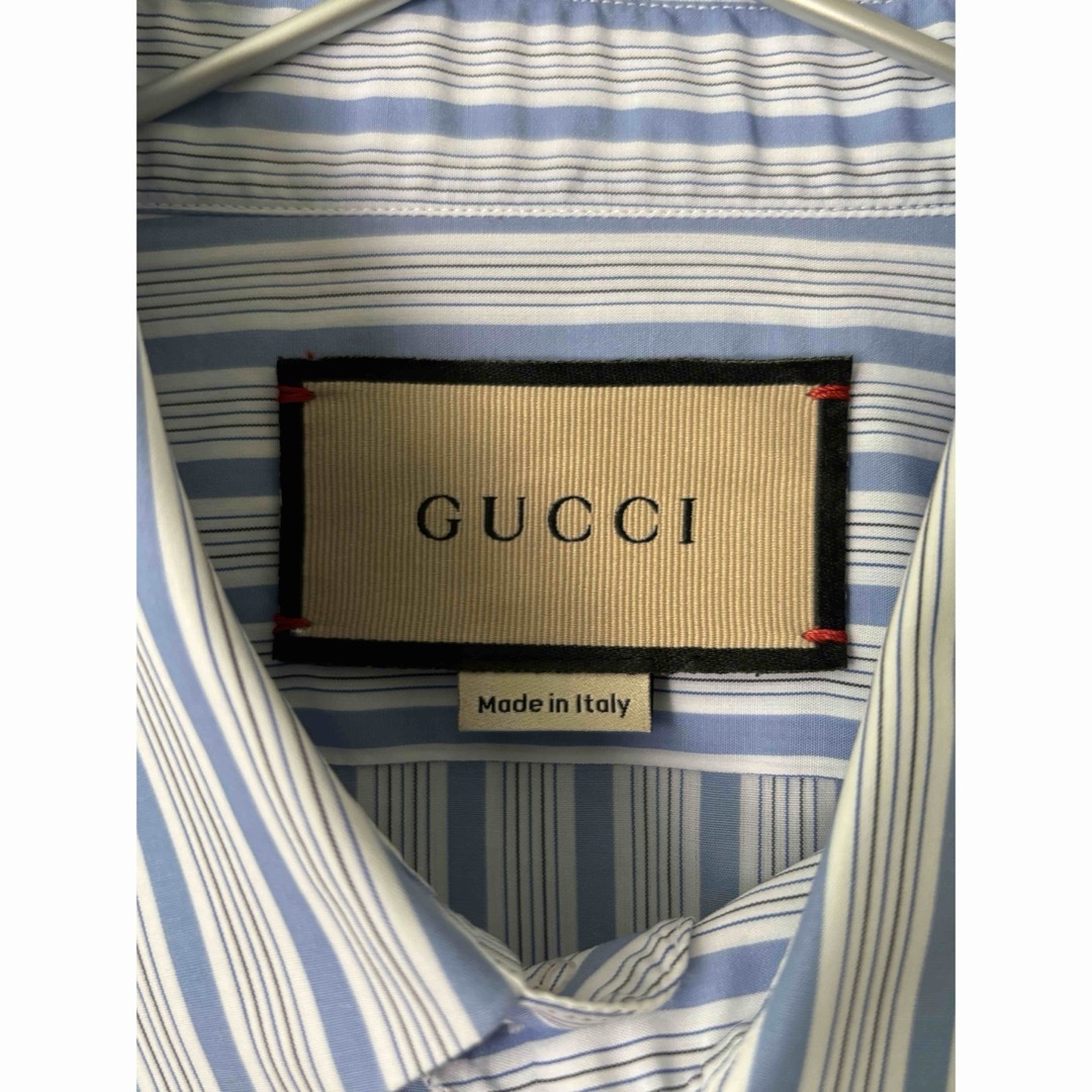 グッチ GUCCI ストライプGG刺繍デザイン長袖シャツ グッチ GUCCI ストライプGG刺繍デザイン長袖シャツ