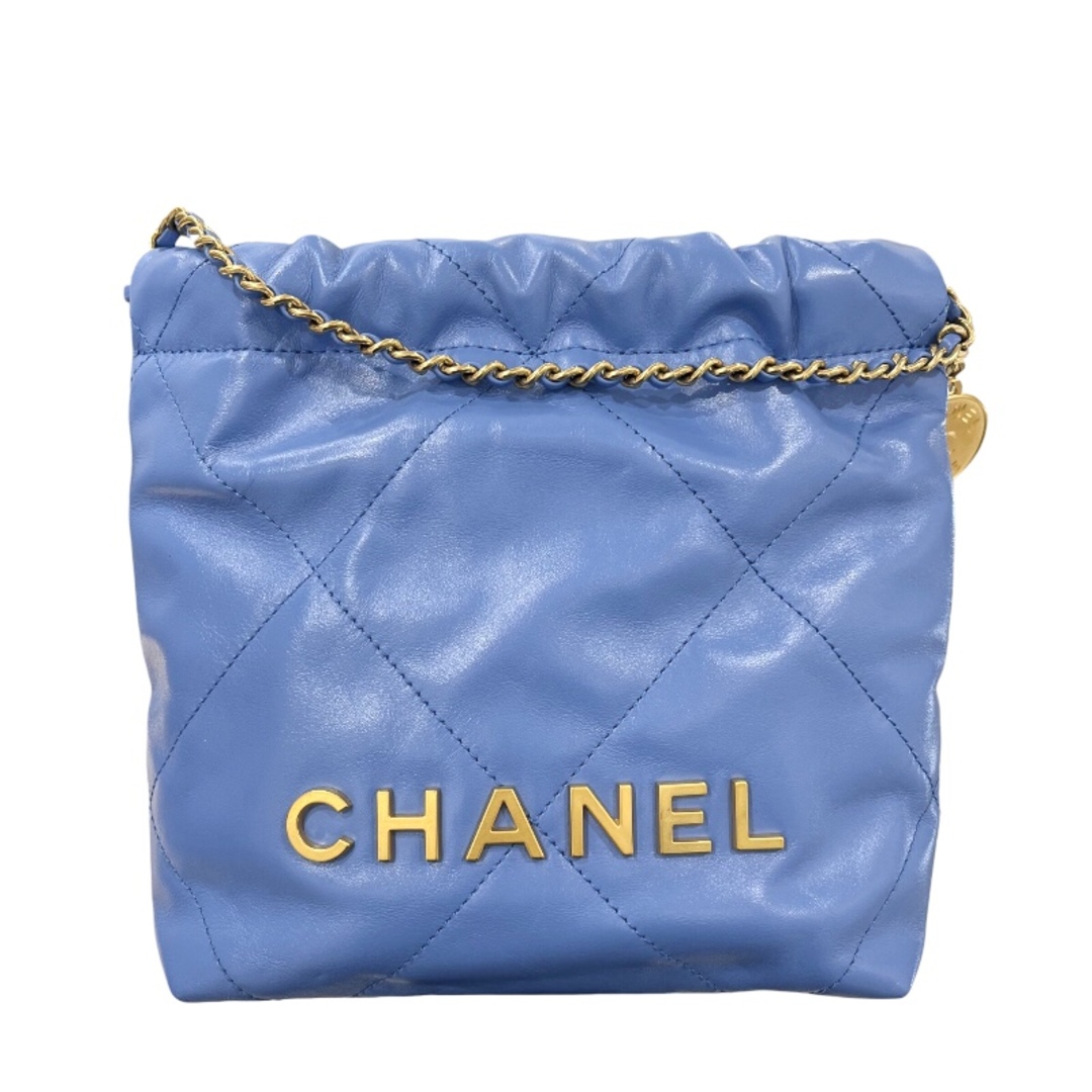 CHANEL - 　シャネル CHANEL シャネル22ミニ AS3980 ブルー ゴールド金具 カーフ レディース ショルダーバッグ