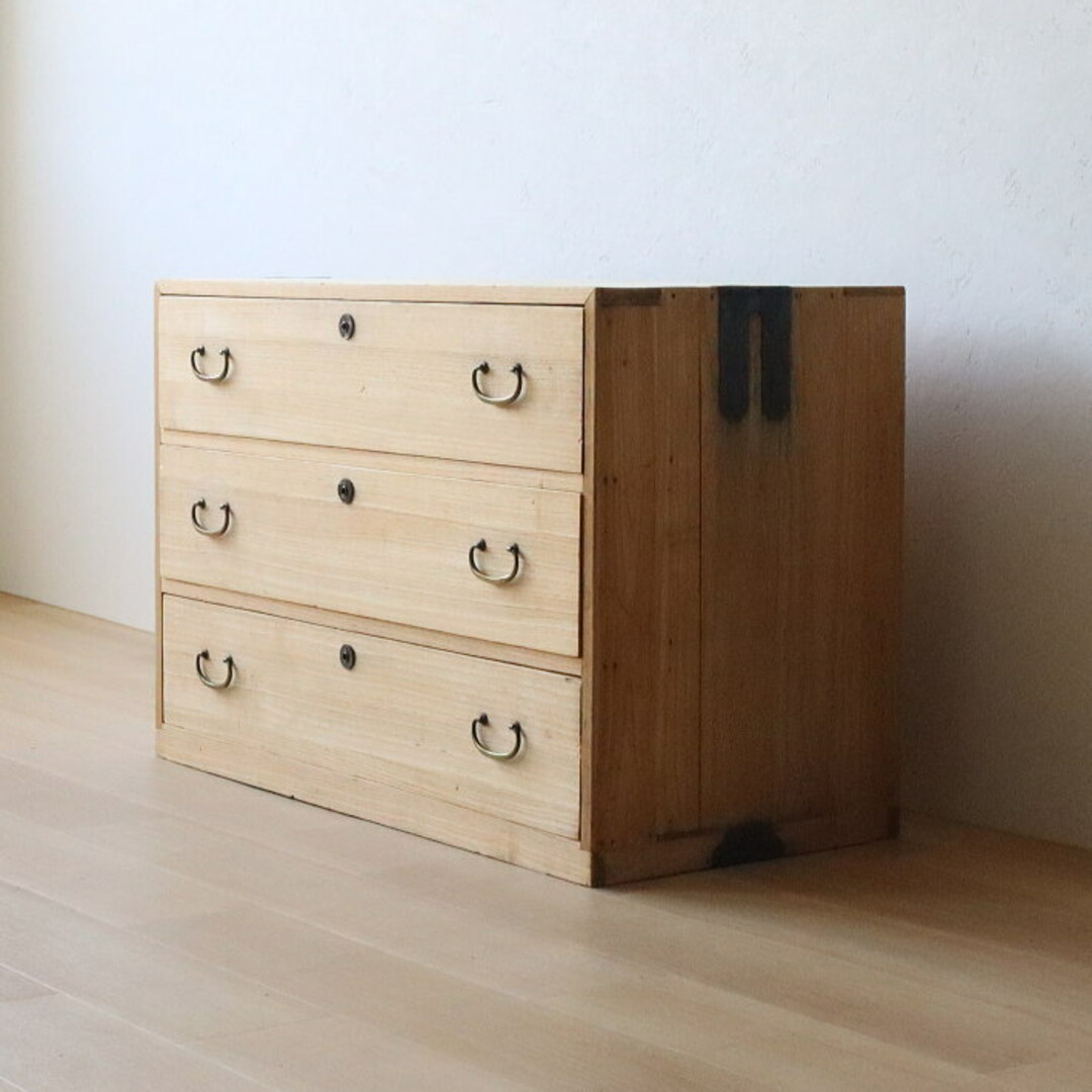アンティーク 2段 総桐箪笥 古家具 無垢材 無塗装 和タンス 着物用