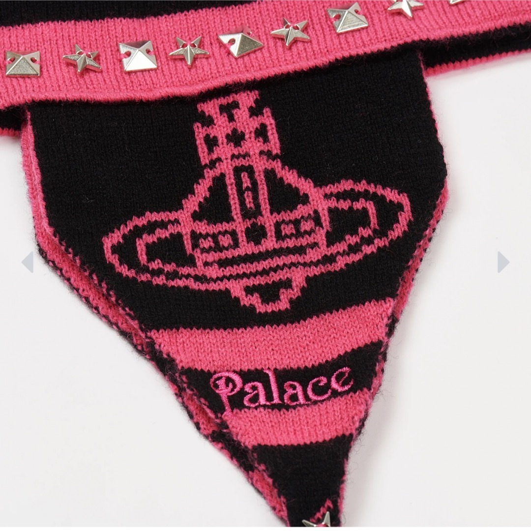 Palace vivienne Westwoodピンクと黒のスタッズ付きニット帽 - 帽子 Palace vivienne Westwoodピンクと黒のスタッズ付きニット帽 - 帽子