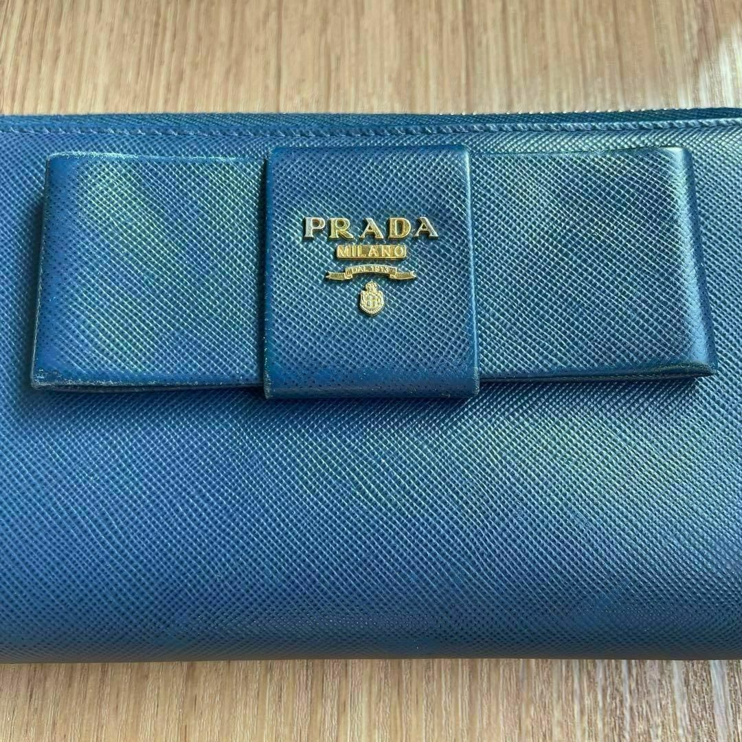 PRADA サフィアーノ リボン 長財布 ブルー PRADA サフィアーノ リボン 長財布 ブルー
