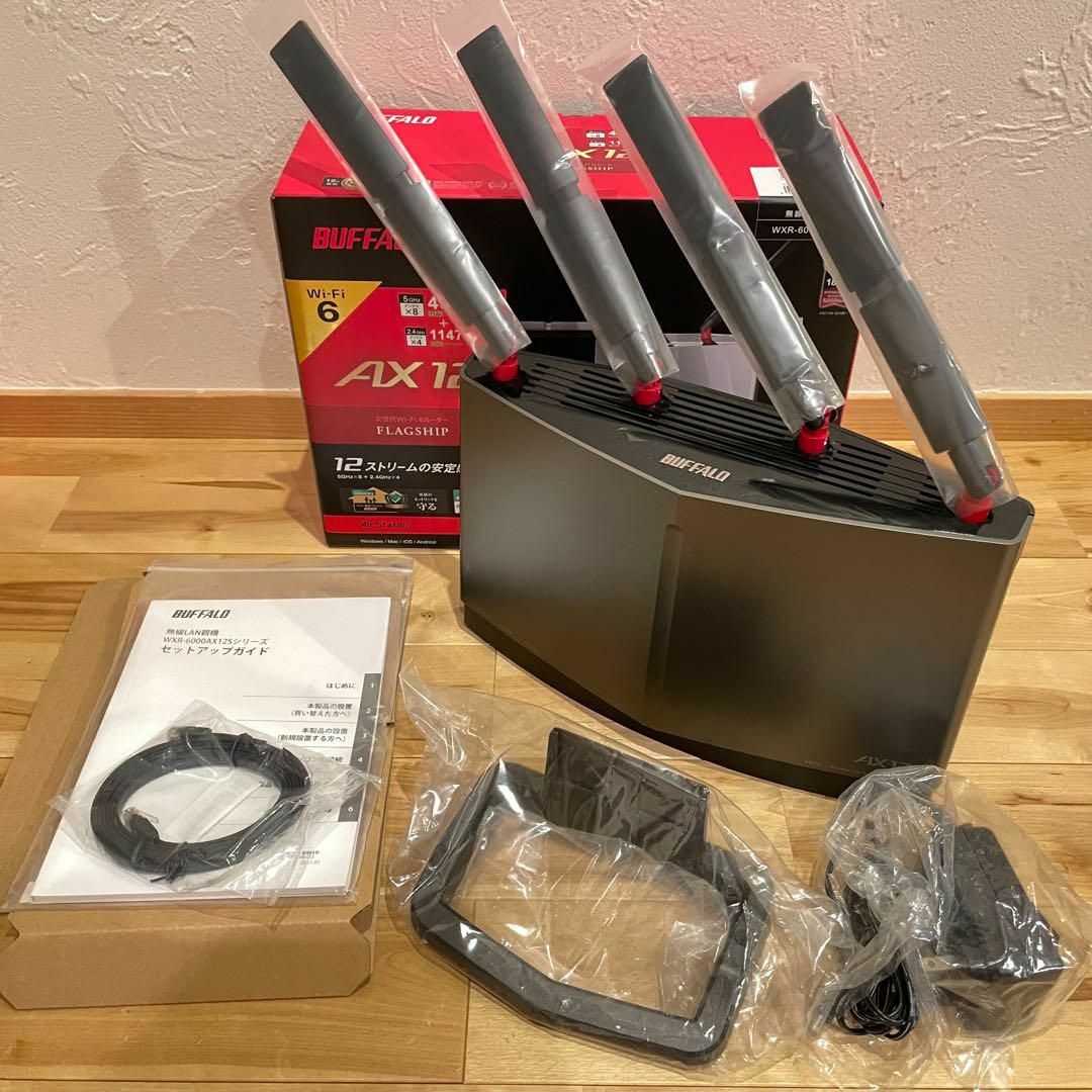 美品箱無しBUFFALO WXR-6000AX12S 留まっ 無線LANルーター 美品箱無しBUFFALO WXR-6000AX12S 留まっ 無線LANルーター