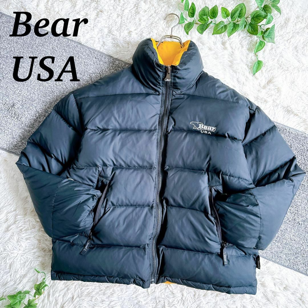 古着 90s Bear USA ダウンジャケット 刺繍ロゴ ブラック 肉厚 L 古着 90s Bear USA ダウンジャケット 刺繍ロゴ ブラック 肉厚 L