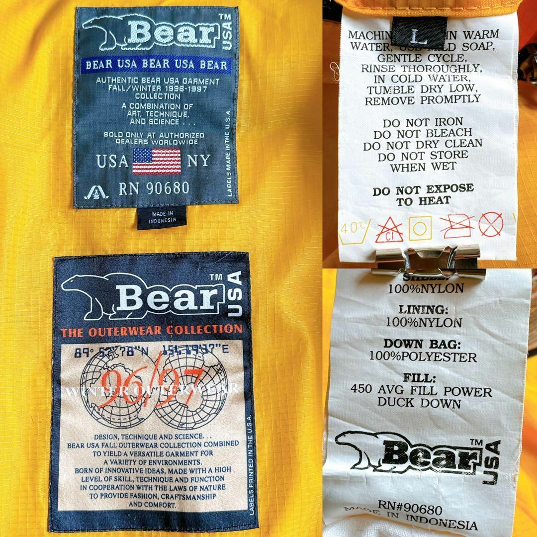 古着 90s Bear USA ダウンジャケット 刺繍ロゴ ブラック 肉厚 L 古着 90s Bear USA ダウンジャケット 刺繍ロゴ ブラック 肉厚 L