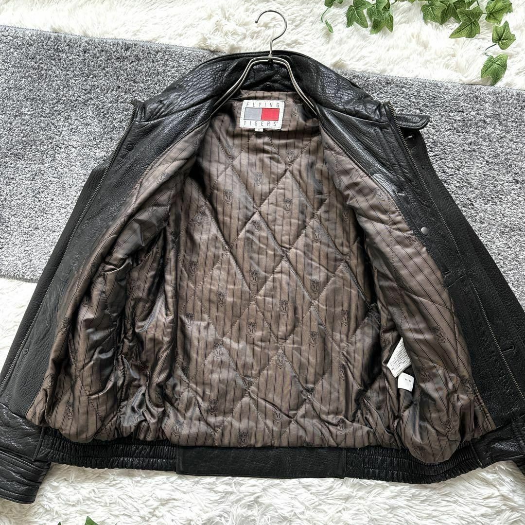 古着 ヴィンテージ レザージャケット 中総柄 ブルゾン 黒 革 古着 ヴィンテージ レザージャケット 中総柄 ブルゾン 黒 革