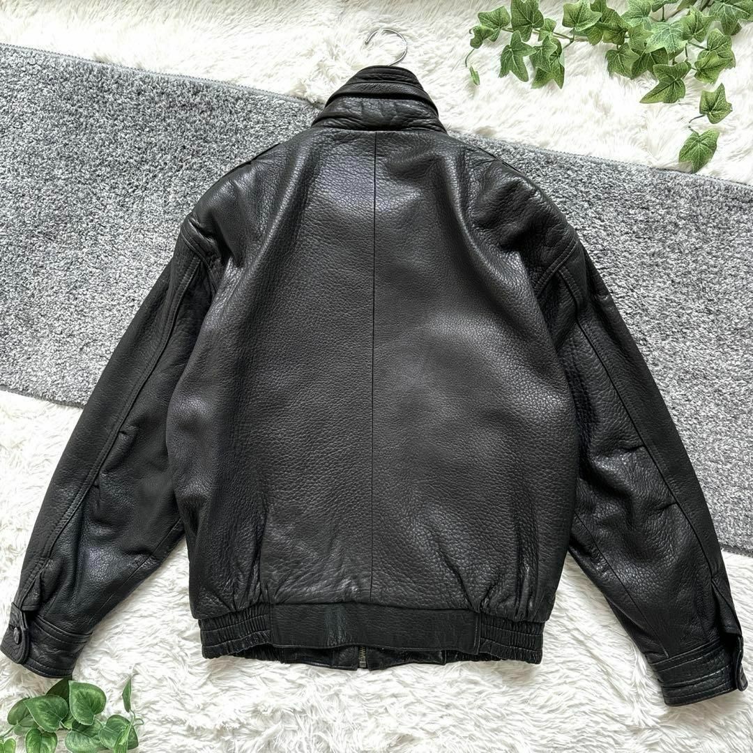 古着 ヴィンテージ レザージャケット 中総柄 ブルゾン 黒 革 古着 ヴィンテージ レザージャケット 中総柄 ブルゾン 黒 革