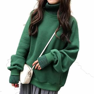 トップス スウェット トレーナー ニット 長袖 ハイネック あったか シンプル(Tシャツ(長袖/七分))