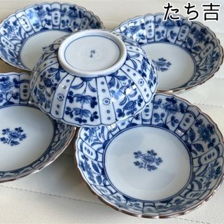 たち吉 - たち吉 間取草文 小鉢揃 5枚セット 染付 中鉢 銘々皿 たち吉 - たち吉 間取草文 小鉢揃 5枚セット 染付 中鉢 銘々皿