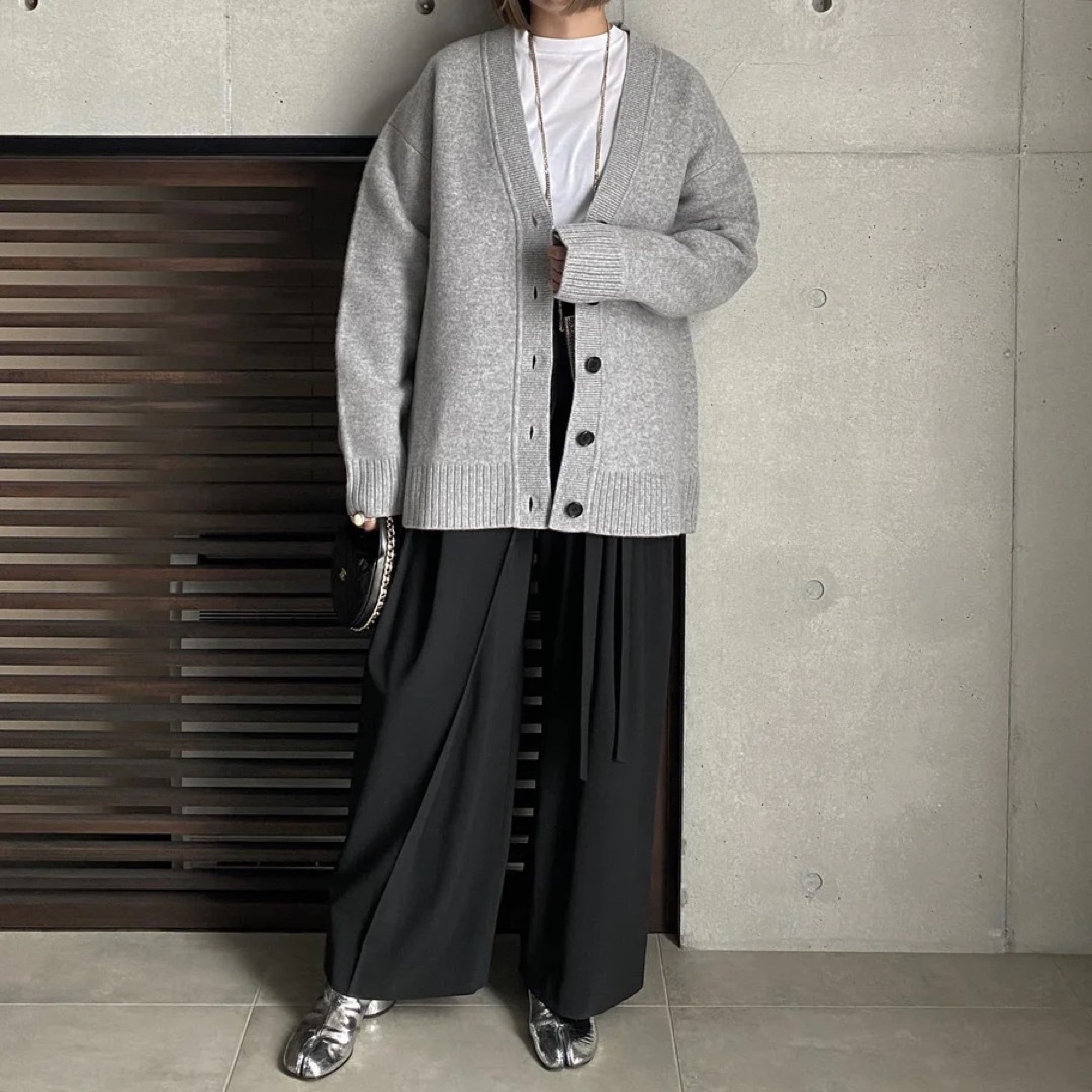 LOHEN ダブルフェイスVネックカーディガン T.GREY LOHEN ダブルフェイスVネックカーディガン T.GREY