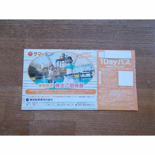 即発送　東京サマーランド　春秋限定株主優待１Dayパス１枚(遊園地/テーマパーク)