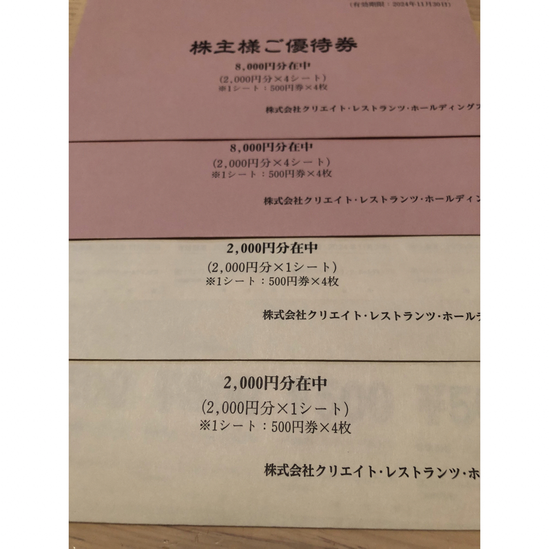 匿名】クリエイトレストランツ 株主優待 20000円分 匿名】クリエイトレストランツ 株主優待 20000円分
