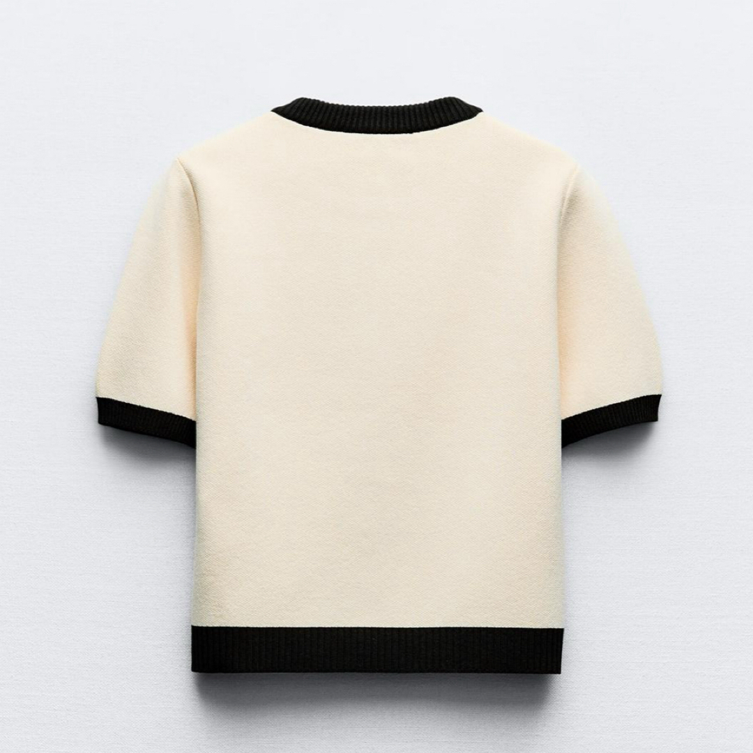 ZARA - ZARA 新品 ショートスリーブ ニットカーディガン Lの通販 ZARA - ZARA 新品 ショートスリーブ ニットカーディガン Lの通販