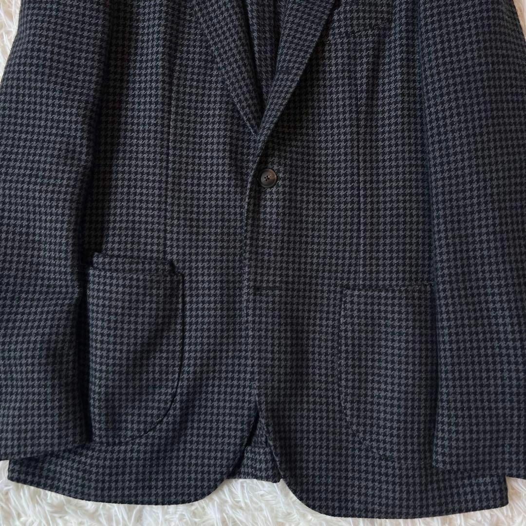 LARDINI ハウンドトゥース ジャケット ブートニエール 千鳥格子 46 LARDINI ハウンドトゥース ジャケット ブートニエール 千鳥格子 46