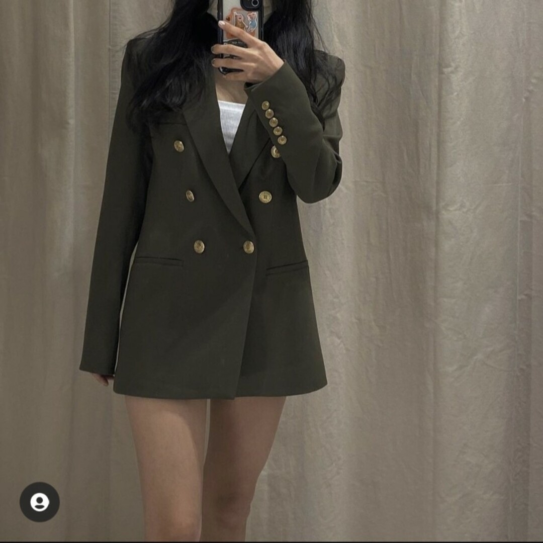 ZARA - ZARA テーラードボタンブレザー XLサイズ カーキの通販 ZARA - ZARA テーラードボタンブレザー XLサイズ カーキの通販