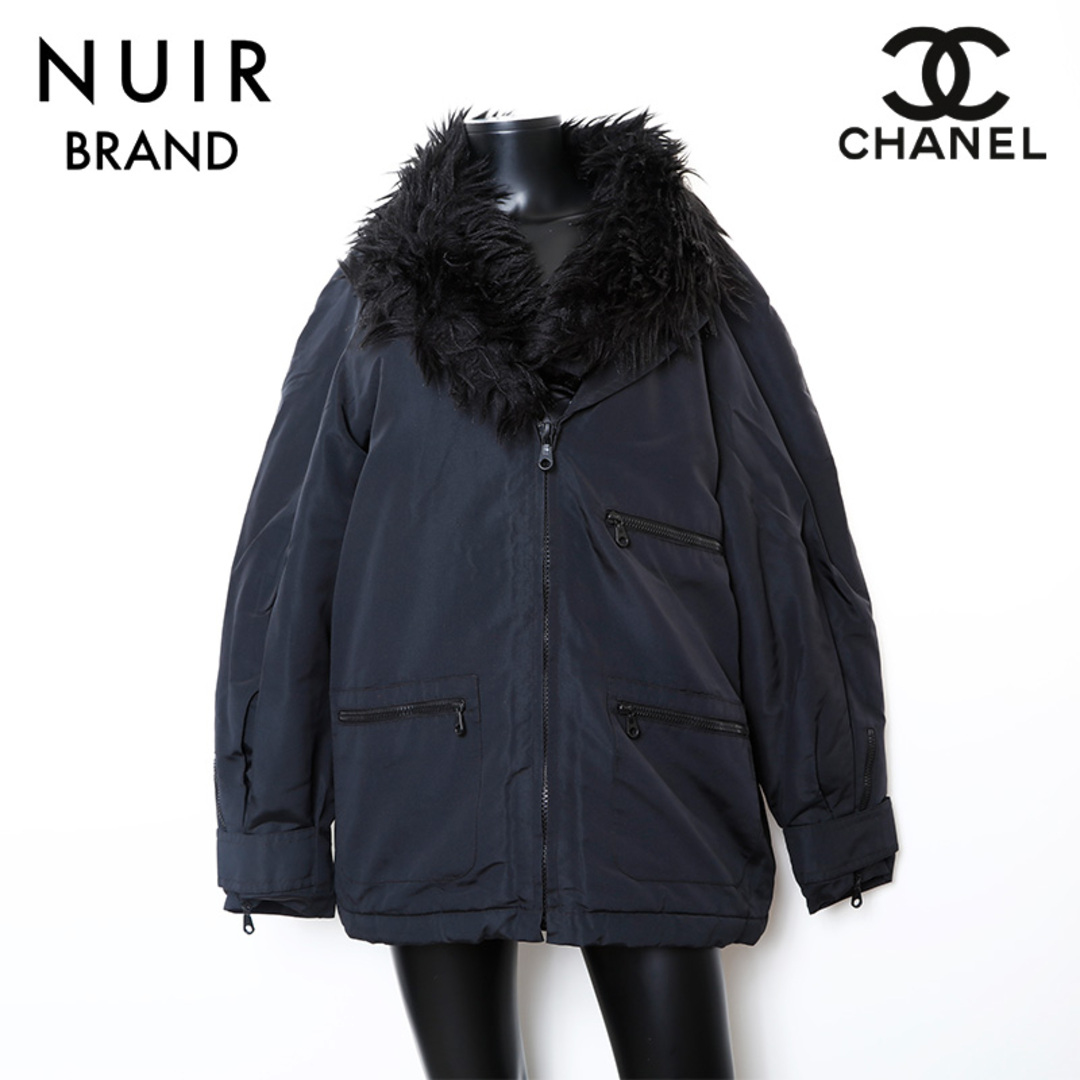 CHANEL - シャネル CHANEL Size42 ナイロン シルク ファー付き ブルゾン ジャケット コート