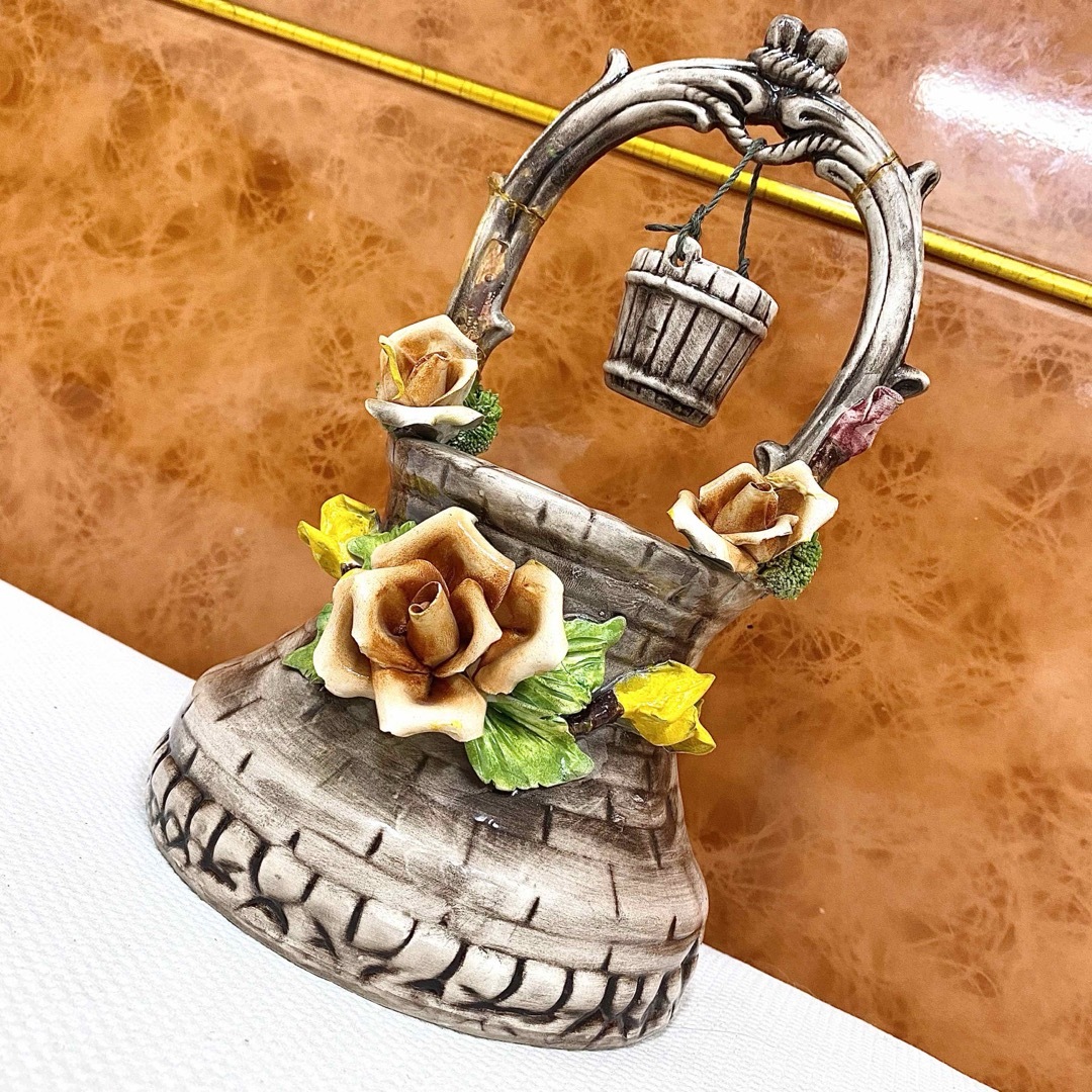 イタリア製 カポディモンテ 陶花 ロココ調 鏡 花瓶 置物 イタリア製 カポディモンテ 陶花 ロココ調 鏡 花瓶 置物