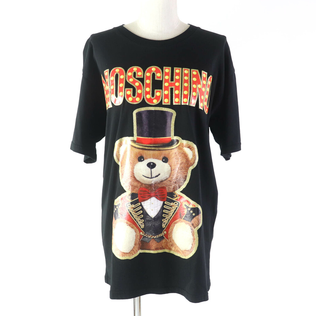 MOSCHINO - 美品★MOSCHINO モスキーノ 191E A07020540 コットン100％ テディベアプリント ロゴデザイン オーバーサイズ クルーネック 半袖Ｔシャツ ブラック XS イタリア製 レディース