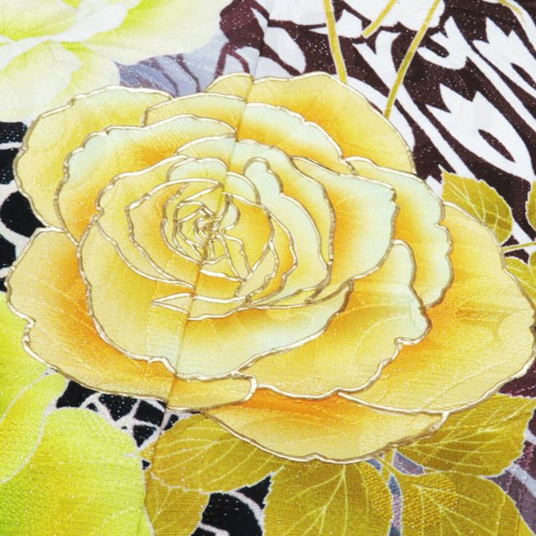 Hto-081 附け下げ 正絹 縮緬 着物 乗る 緑系 菊 花柄 未着用 Hto-081 附け下げ 正絹 縮緬 着物 乗る 緑系 菊 花柄 未着用
