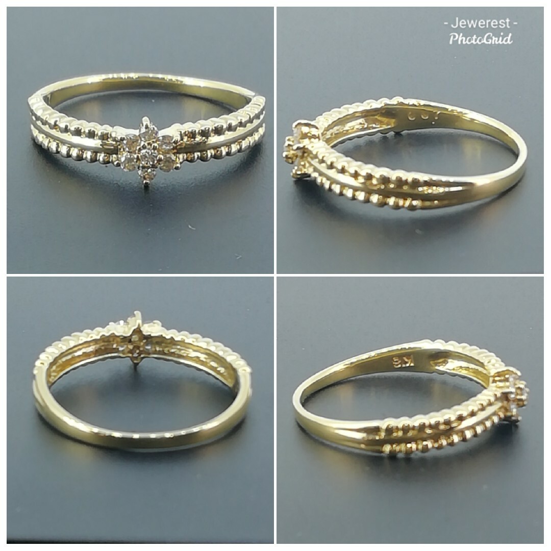 K18✨ダイヤ0.07ct✨細身✨ダイヤ付き✨金リング✨デザイン K18✨ダイヤ0.07ct✨細身✨ダイヤ付き✨金リング✨デザイン