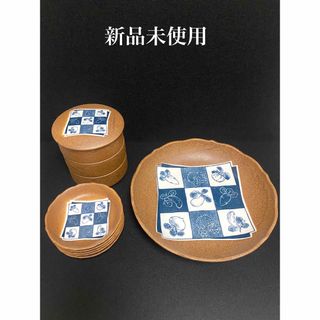 【新品未使用】和食器　天ぷら善　野菜柄　大皿　小皿　三段小鉢(食器)