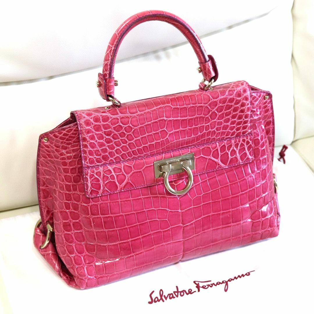 Salvatore Ferragamo - フェラガモ ソフィア ピンク クロコダイル ガンチーニ 2WAYバッグ